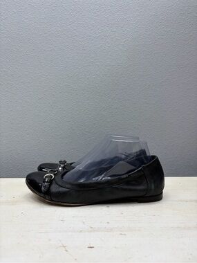 AGL Black Leather Monika Round Toe Flats Size 38